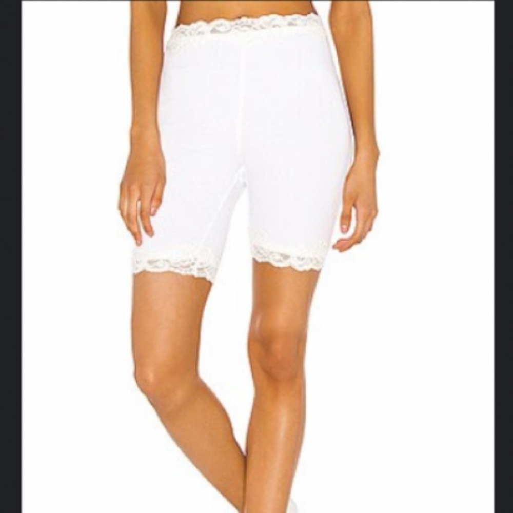 Free People white lace biker shorts